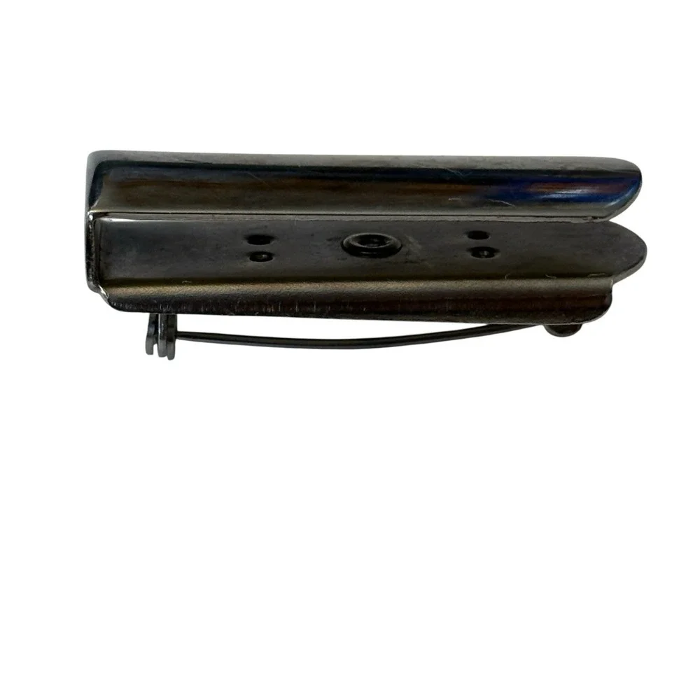 Match Book‎ Holder Pin Lapel Brooch Silver Tone Metal Vintage Retro Fob Carrier